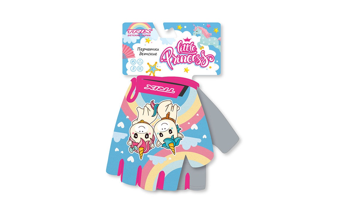 Перчатки TRIX nw  Little Princess детск., 6XS, коротк. пальцы, гелев. вставки, дышащая лайкра/искусс