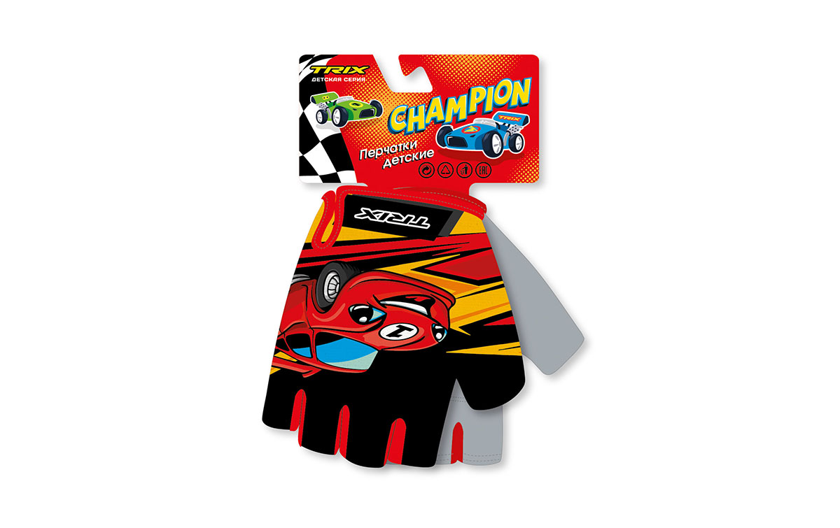 Перчатки TRIX nw Champion детск., 6XS, коротк. пальцы, гелев. вставки, дышащая лайкра/искусств. замш